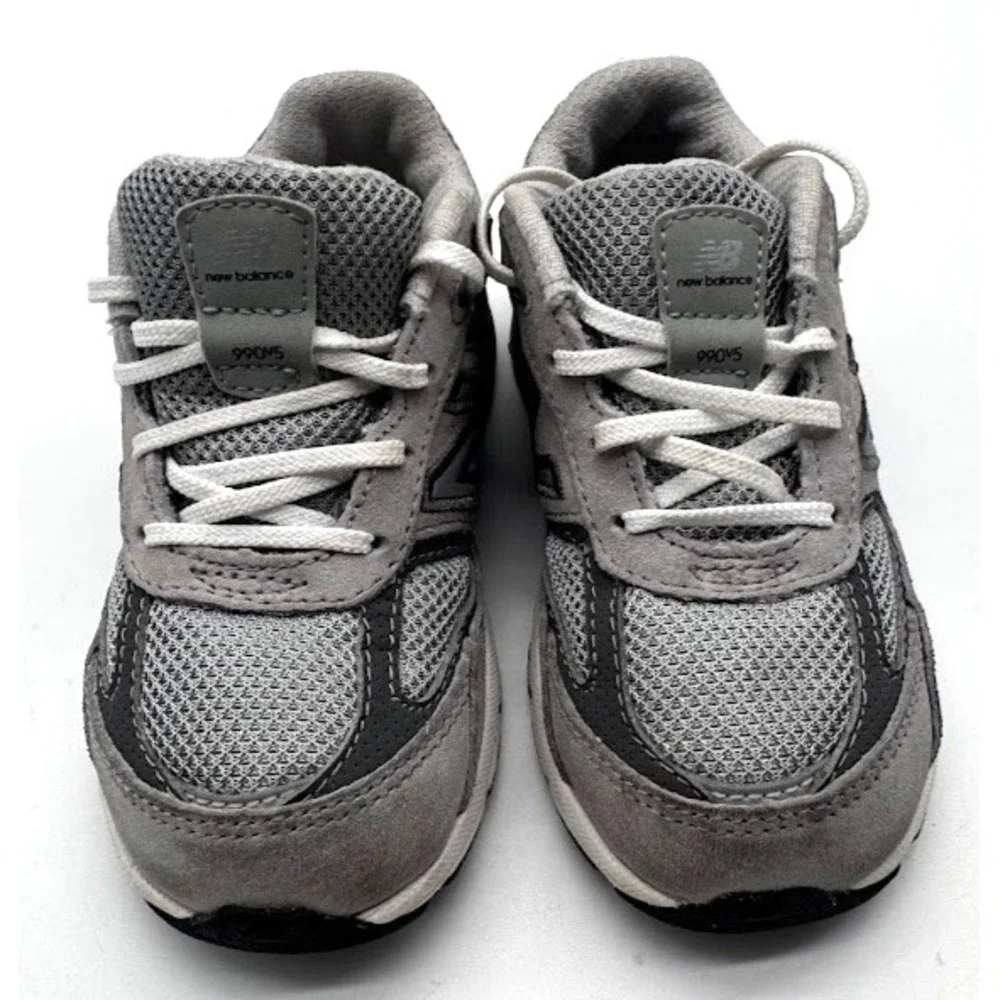 New Balance 990v5 Kids Sneakers Gray Suede Mesh Running Shoes US 8 EU 25